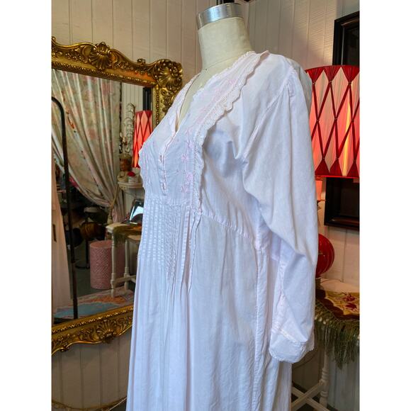 vintage 1980s pink cotton nightgown tommies cottagecore granny victorian m/l 38 - Picture 7 of 10